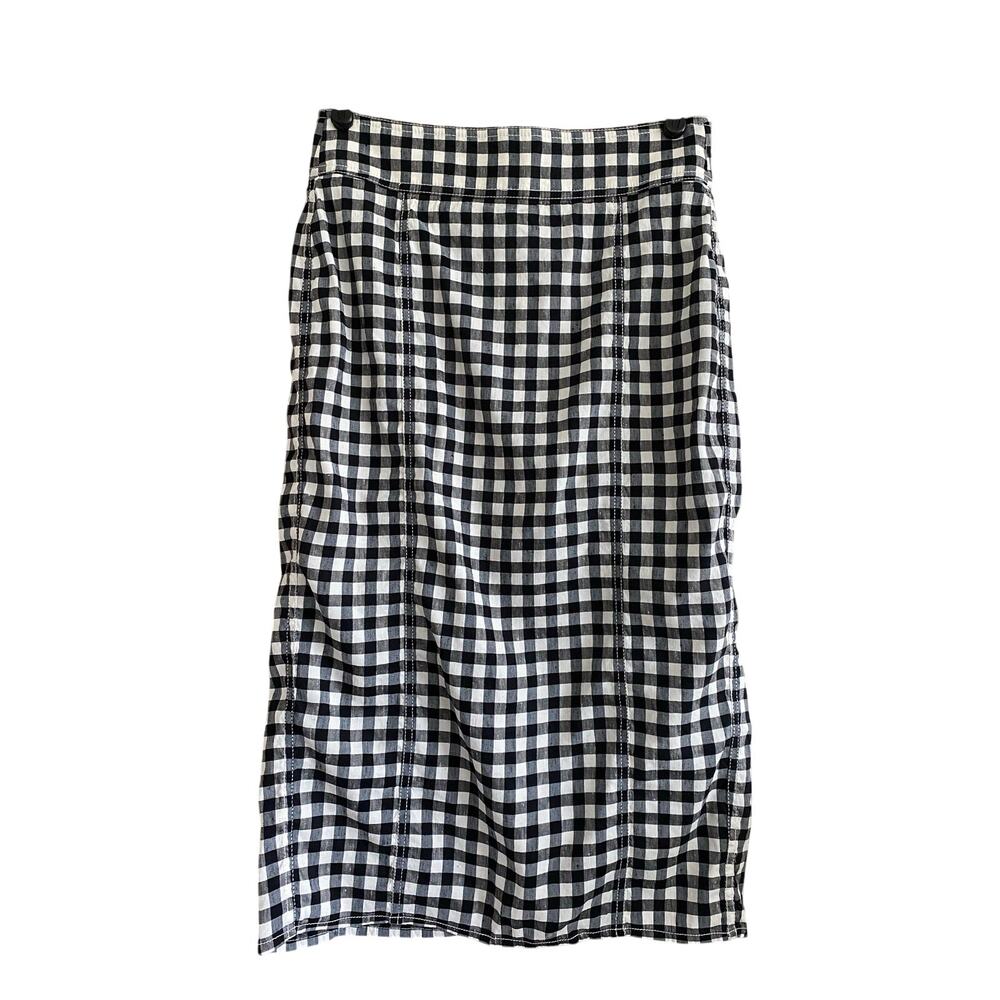 J. Crew Gingham Linen-Viscose Blend Midi Pencil Skirt Size 2